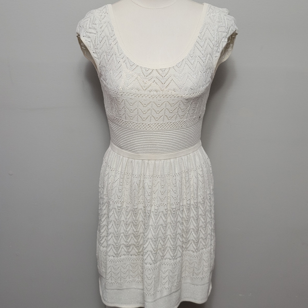 AEO metallic pointelle crochet sweater dress size small